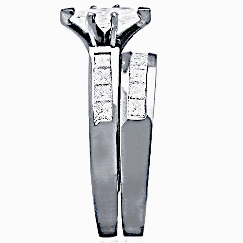 Marquise Shape Bridal Set with Princess Cut Channel Set Side Diamonds